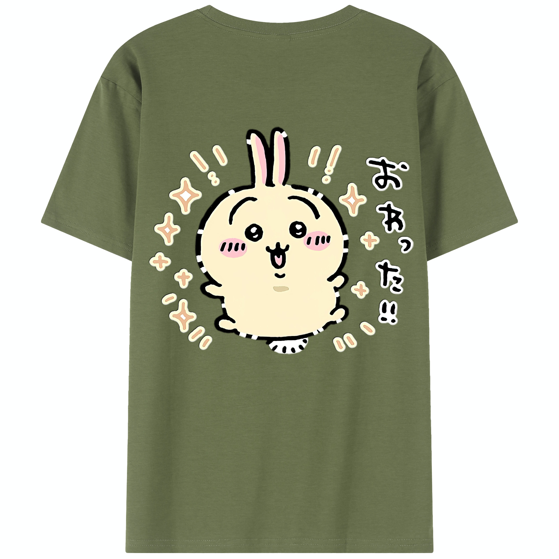 （画像用） ちいかわ うさぎ Chii-kawa usagi 綿100％半袖Tシャツ（背面プリント）